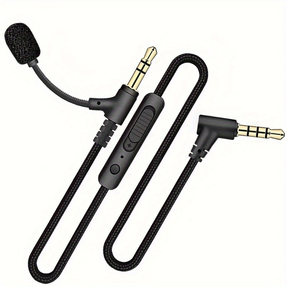 3.5 mm Male-to-Male AUX Audio Cable, 59.06 Inch Cord with Inline Volume Control and Dual Mini Microphones