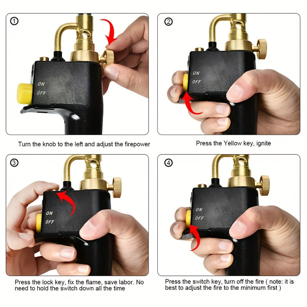 Trigger Start Propane Torch Head, High Intensity Flame MAPP Gas Torch with Instant On/Off Trigger, Adjustable Flame Control, Piezo Ignition, for Soldering Brazing Welding Heating Searing Sous Vide
