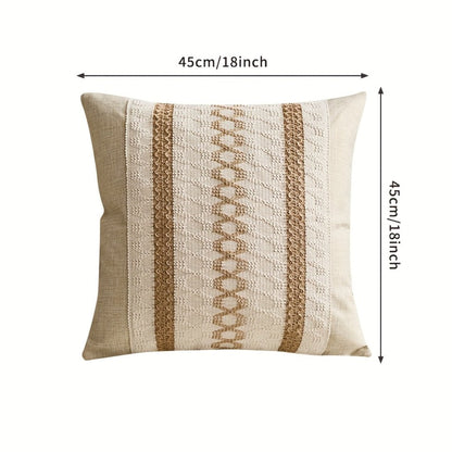 Brown and Beige Geometric Throw Pillow Covers, Two-Piece 18 x 18-Inch Set with Zipper Closures
