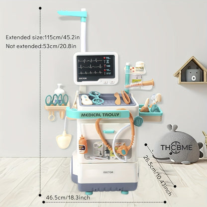 25-Piece Pretend Doctor Cart Play Set with Fold-Open Case, Display Panel and Toy Examination Accessories