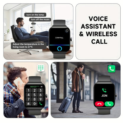 Couple's Set Smartwatch with Voice Assistant – Wireless Calling, Built-in Speaker, Music Control, Fitness Tracker – Matching His & Hers Gift Set Black Pink Silver – iPhone & Android Compatible
