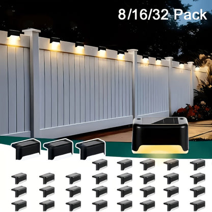 Solar Powered LED Deck Lights – Auto On/Off Outdoor Step Lights for Stairs, Fence, Pathway & Patio, 12-Hour Continuous Lighting, Weatherproof Solar Stair Lights for Garden, Yard & Commercial Use