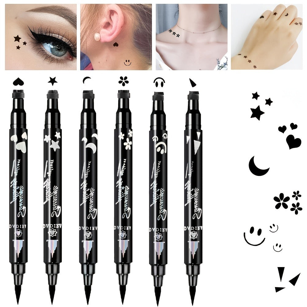 Waterproof Eyeliner Pen Set 6pcs Double-Ended Liquid Eyeliner Kit – Smudge-Proof, Oil-Proof, Long-Lasting Precision Eye Liner Pencil for Women, All-Day Wear, Cat Eye, Holiday Makeup Gift Set