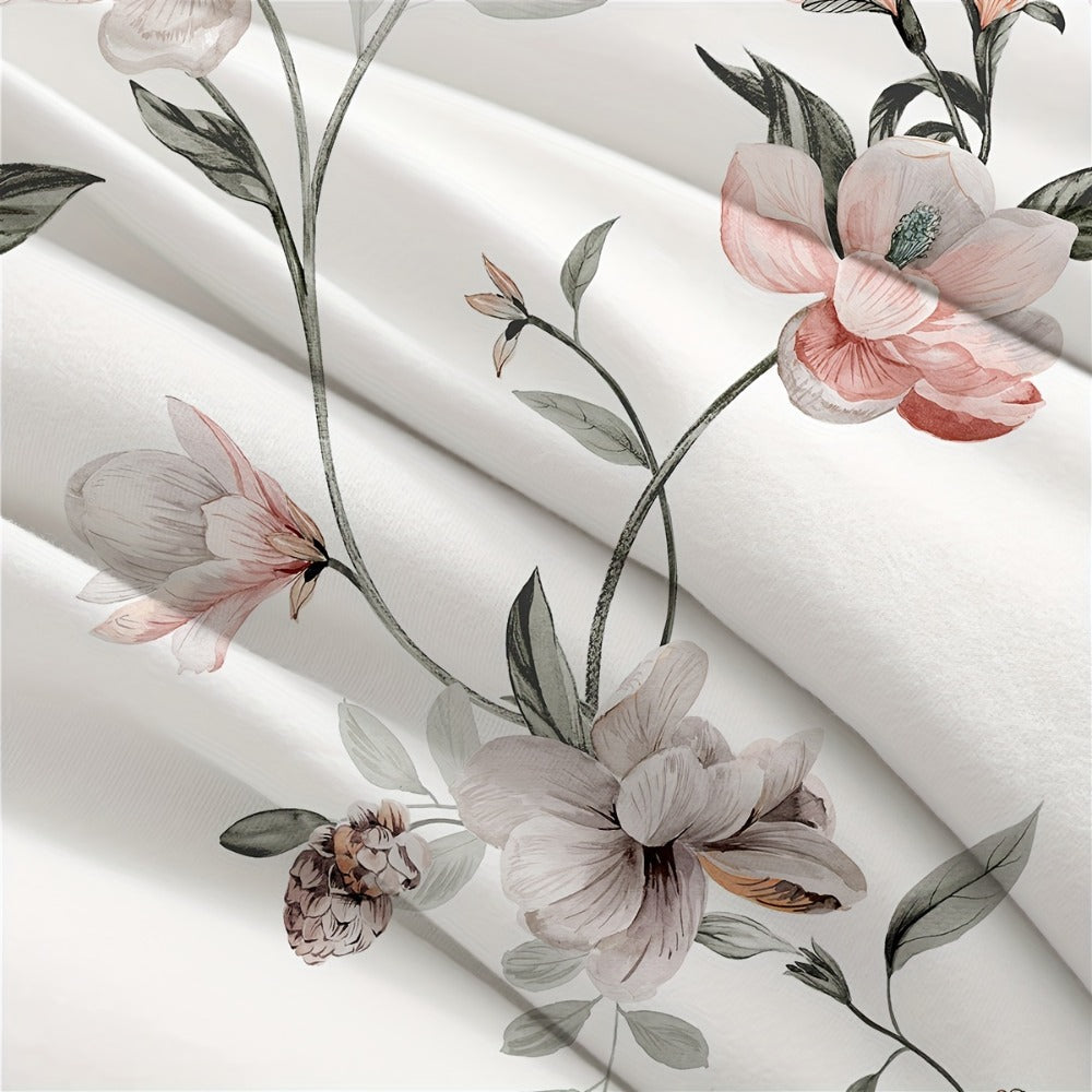 Bed Sheets, Floral Polyester Set with 12-Inch Fitted Pocket, Twin-to-King Sizes and White, Pink or Green Patterns