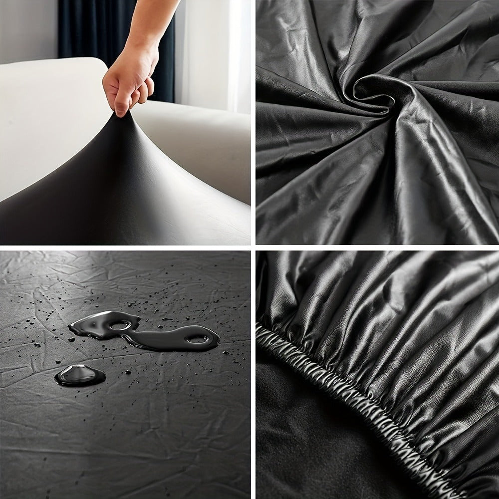 Chair Cover Set of 4 or 6 Stretch PU Leather Dining Slipcovers in Nine Available Color Choices
