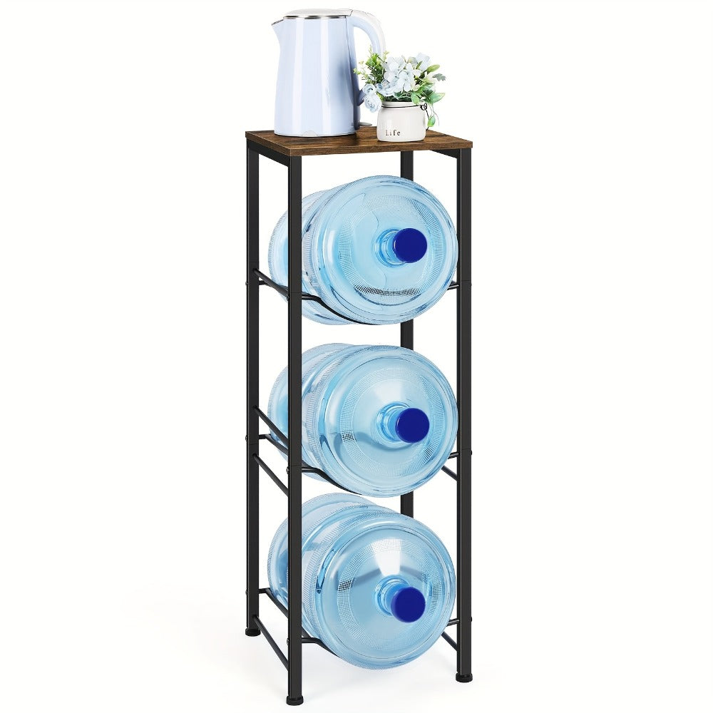Water Jug Storage Organizer 3-Tier Black Rack for 5-Gallon Bottles in Kitchen, Office or Living Room