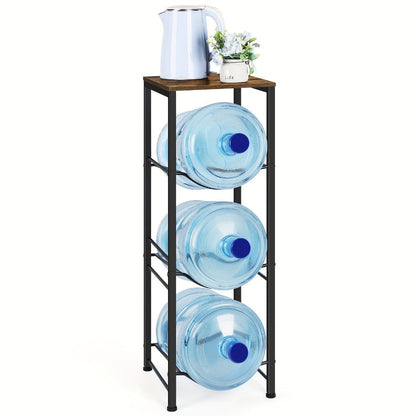 Water Jug Storage Organizer 3-Tier Black Rack for 5-Gallon Bottles in Kitchen, Office or Living Room