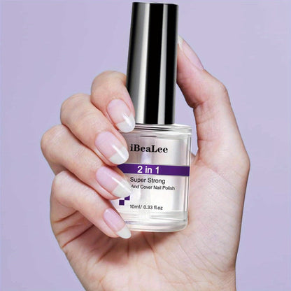 Base and Top Coat 2 in 1 Nail Polish 10ml with a Clear High Shine Finish for Home Manicures