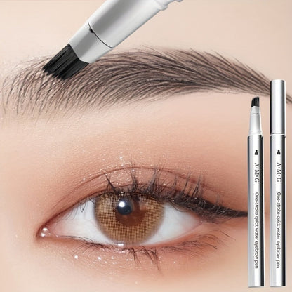 2-in-1 Eyebrow and Hairline Pen with Dense Multi-Fork Brush, Pointed Tip and Three Brown-to-Black Shades