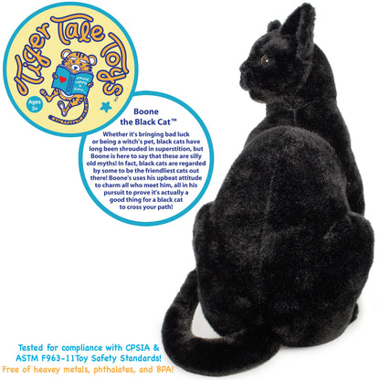 Plush Toy – Boone Black Cat 13-Inch Sitting Kitty with Green Eyes for Shelf or Room Display
