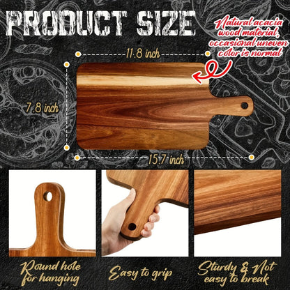Cutting Board Acacia or Bamboo-Style Handle Boards in Five or Ten-Piece Sets, 15.7 x 7.8 Inches