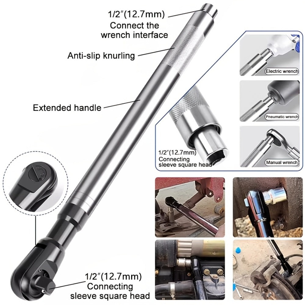 Impact Wrench Extension 1/2" Offset Ratchet Extender - 3-in-1 Heavy Duty Electric Drill Adapter for Confined Spaces Auto Repair with Socket Adapters