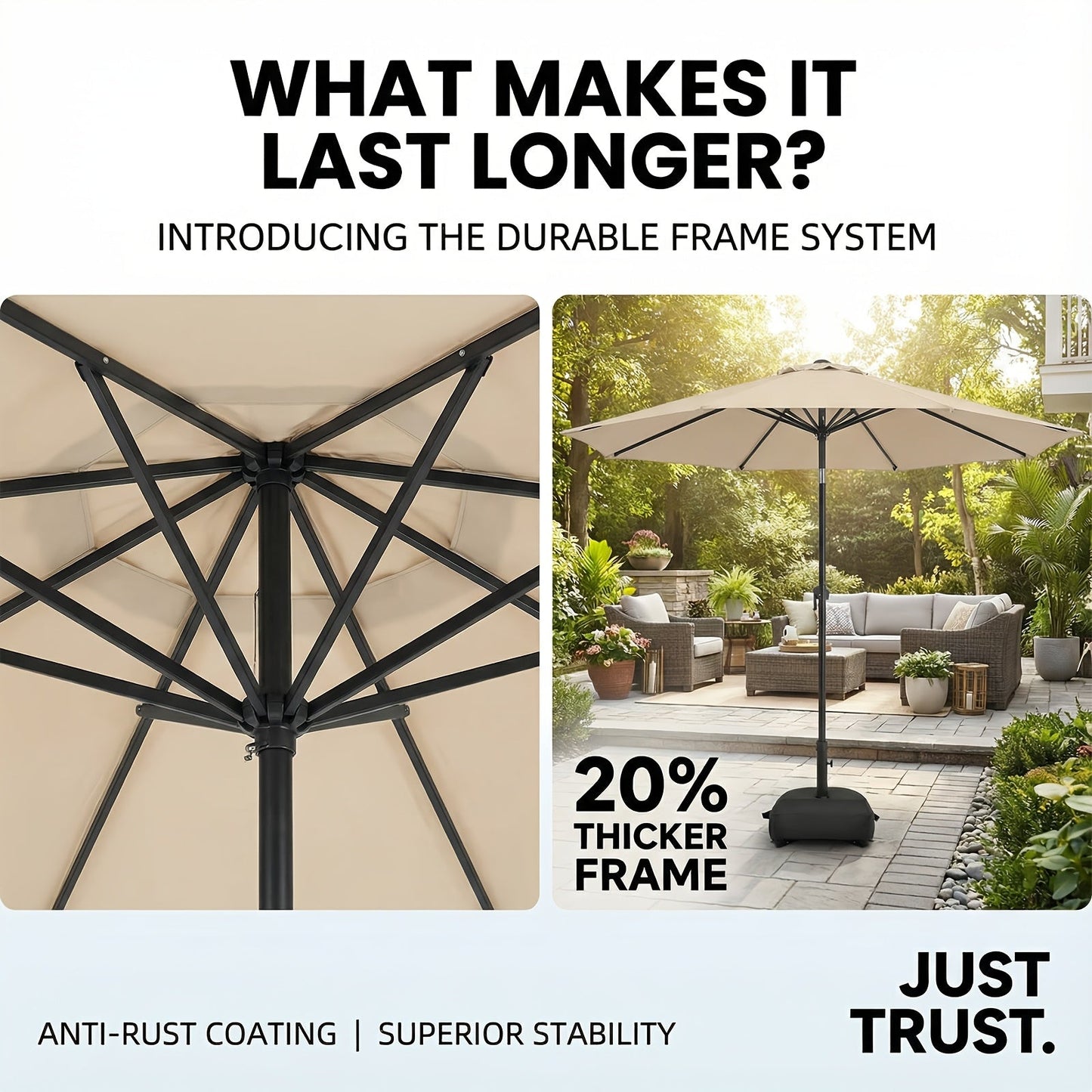 Market Umbrella 9FT Patio Outdoor Table Umbrella with Vent & Base