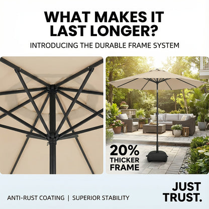 Market Umbrella 9FT Patio Outdoor Table Umbrella with Vent & Base