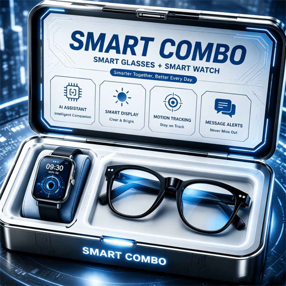 AI Smart Glasses & Smartwatch Bundle, Multilingual Real-Time Translation, Touch Control, Full Touch Screen Watch, High-End Fashion Smart Wearable Tech Combo – Gift for Tech Lovers & Travelers