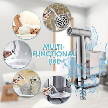 Wall-Mounted Handheld Bathroom Sprayer Set with Bracket, Flexible Hose and Teflon Tape for Home and Everyday Use