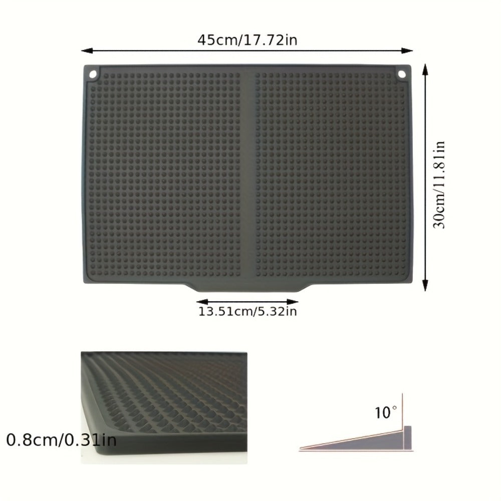 XL Kitchen Countertop Drying Mat 17.72x12.2 Inch Heat Resistant 446°F Anti-Slip Splash-Proof Drain Pad, Dishwasher Safe Sink Stove Drying Pad Easy to Clean Space-Saving