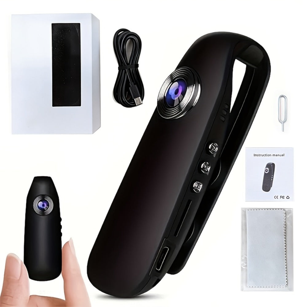 1080P Clip-On Body Camera with 130-Degree Wide-Angle Marking, Photo, Video and Cyclic Recording Controls