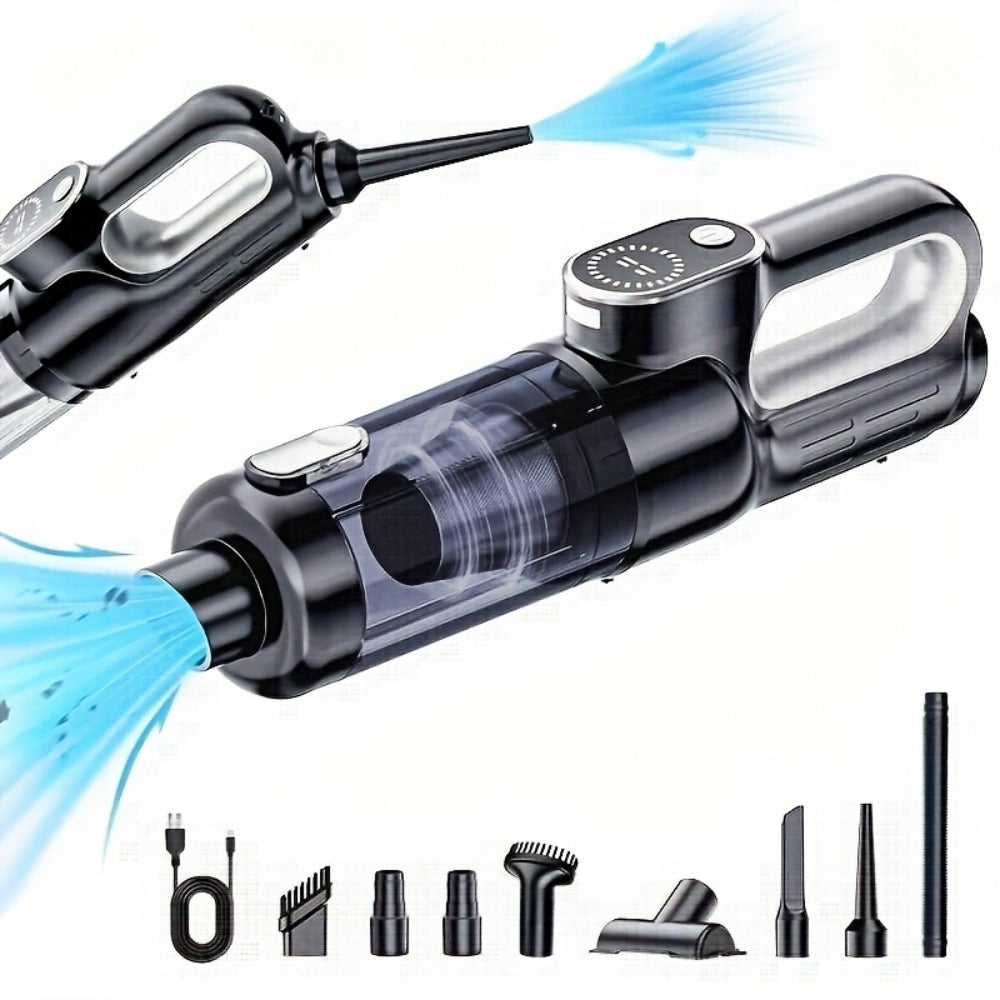 Car Vacuum Cleaner with 13KPa Suction, USB Rechargeable Cordless Body and Multi-Nozzle Accessory Set