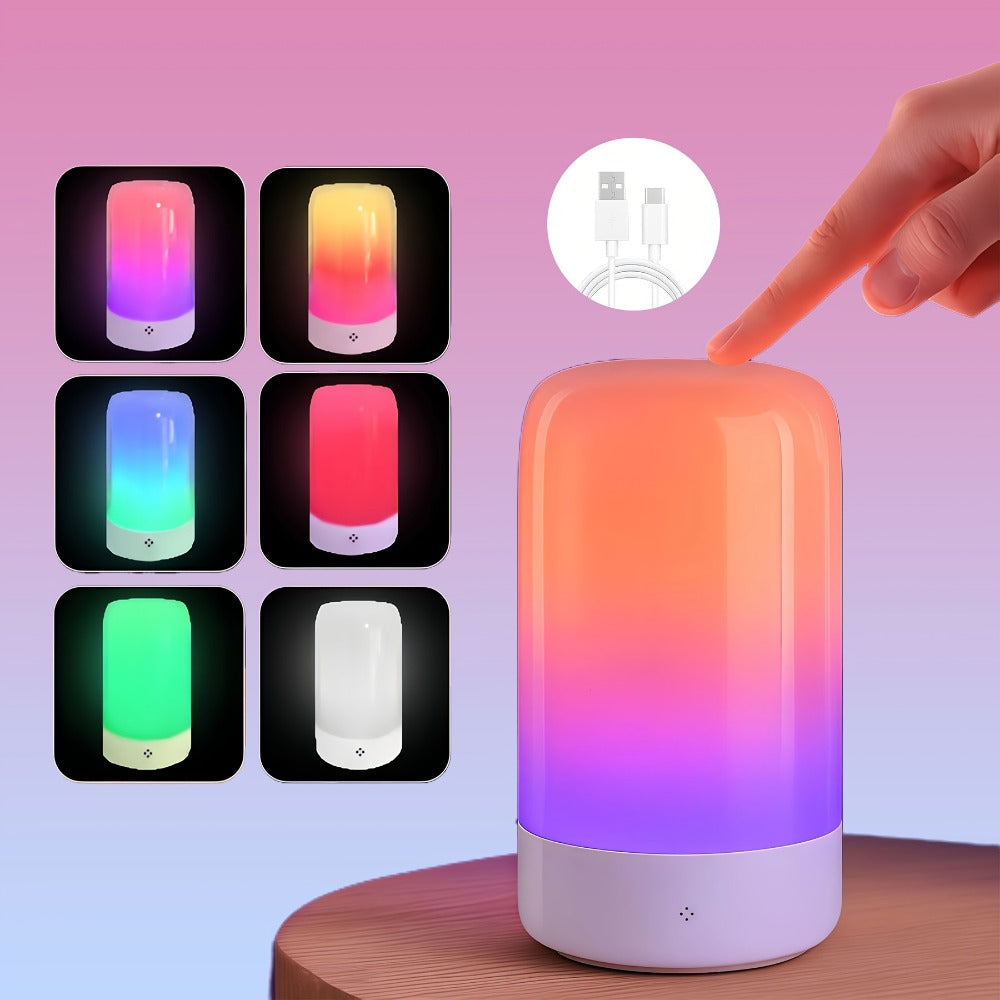 RGB Night Light Touch Control Bedside Lamp 13 Colors 3-Level Dimming LED Desk Lamp USB Powered for Bedroom Kids Room Bathroom Christmas Gift Decor