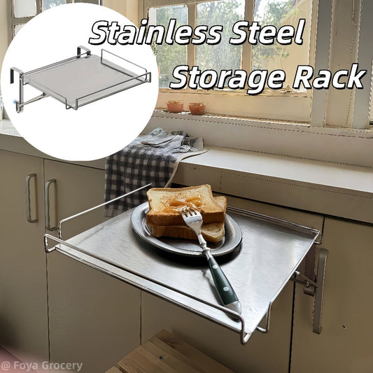 Foldable Stainless Steel Kitchen Storage Rack – Cabinet Door Organizer & Countertop Shelf for Kitchen, Bathroom & Pantry | Space-Saving Multi-Use Hanging Rack