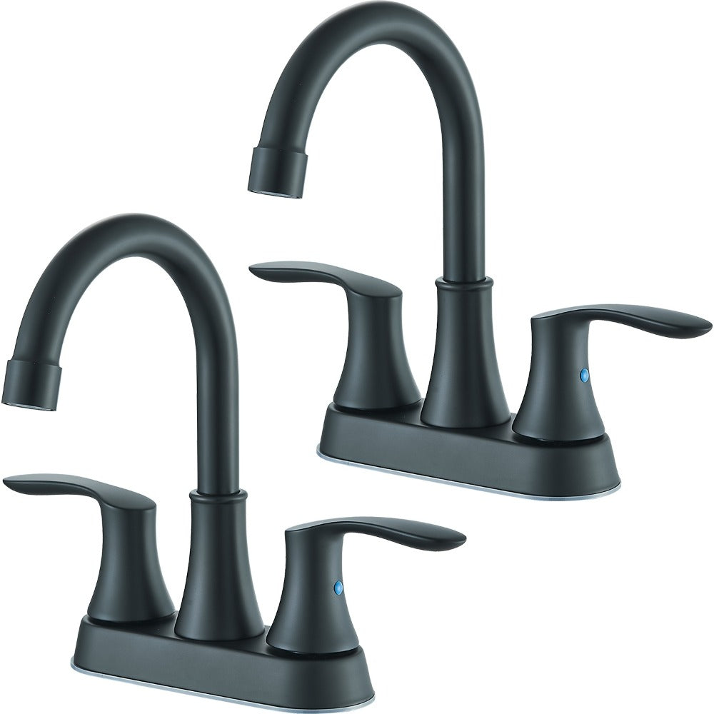 Centerset Bathroom Faucet 2 Handle 4 Inch - Dual Handle Vanity Sink Faucet with Pop-Up Drain & Supply Lines