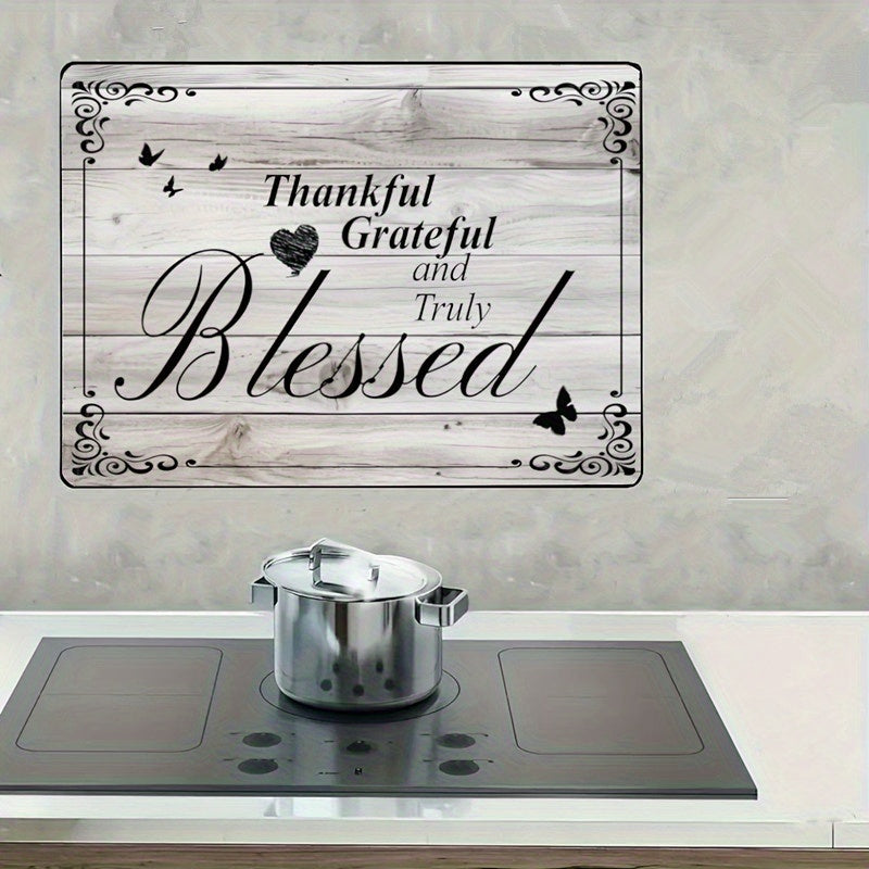 Stove Top Cover Heat Resistant Scratch-Proof 28.5x20.5" - Thankful Grateful Blessed Kitchen Decor Glass Protector Mat for Cooktops, Ovens, Washers & Dryers, Easy-Clean Multipurpose Noodle Board