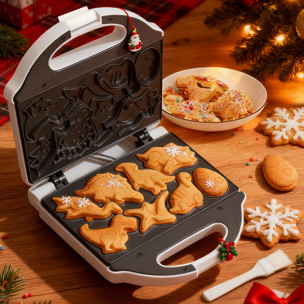 Compact Character Waffle Maker with Dinosaur, Car or Monster Clamshell Plate Style Options