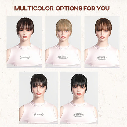 Headband Hair Extension with Bangs Synthetic — Women's Clip-On Fringe, 4 Colors: Black, Reddish Brown, Light Brown, Khaki, 4 Inch, Cosplay, Halloween & Party