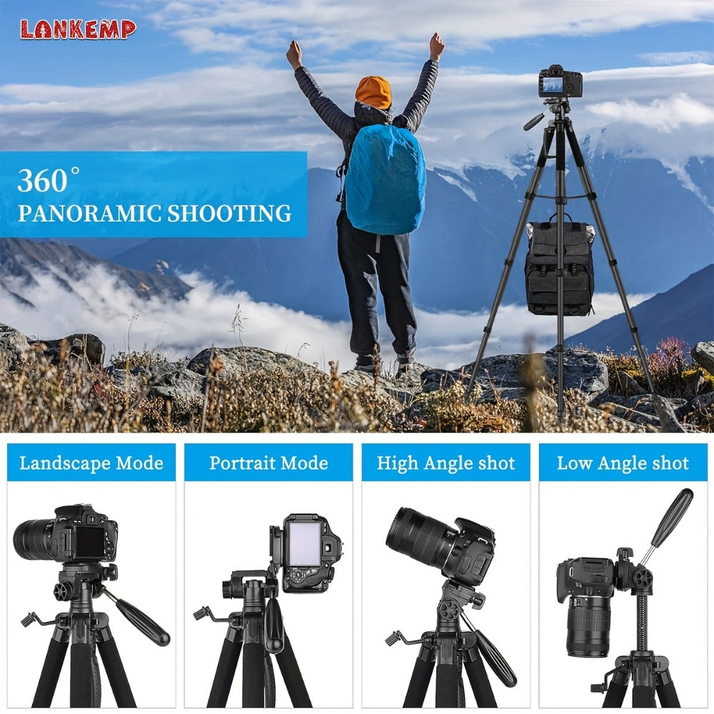 ALEiMON 74-Inch Tripod with Dual Quick Release Plate – Heavy-Duty Aluminum Alloy Camera Stand with Phone Clip & Carry Bag for DSLR, Mirrorless, Projector, Spotting Scope & Webcam
