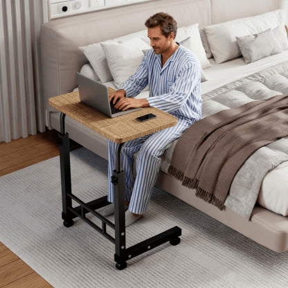 Adjustable Height Rolling Overbed Nursing Table 3-Layer Shelves Heavy Duty Bedside Tray for Elderly Patient Home Hospital Rehabilitation Care Laptop Desk 8 Colors Space Saving