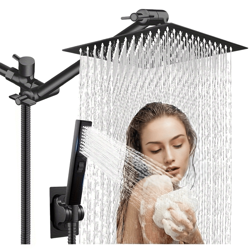 Rainfall and Handheld Shower Combo with 10 or 12-Inch Head, 78-Inch Hose and Chrome or Black Finish