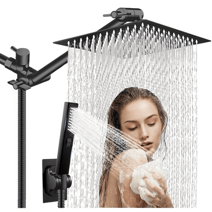 Rainfall and Handheld Shower Combo with 10 or 12-Inch Head, 78-Inch Hose and Chrome or Black Finish