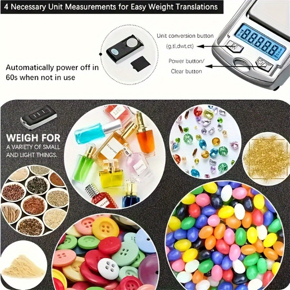 Mini Keychain Pocket Scale with Flip Cover, Blue Backlit Display and 200g/0.01 Checkout Label