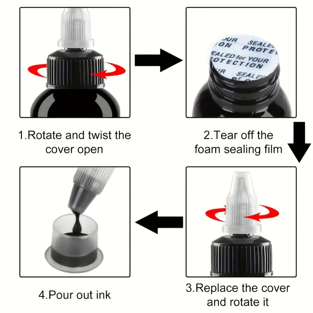Tattoo Ink 14-Color Set with 1oz 30ml Bottles and One Source-Listed Full Palette Configuration