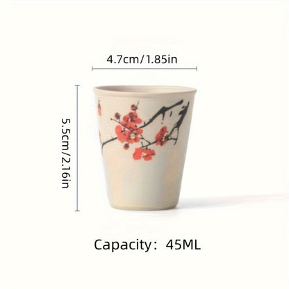 8pcs Chinese Ceramic Tea Cup & Saucer Set, Porcelain Kung Fu Tea Set for Tea Lovers, Wedding Favors, Cultural Gifts