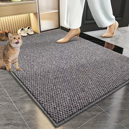 Imitation Sisal Bath Mat and Entryway Rug, 31.5 x 47.24 Inches in Dark Gray or Brown Woven Styles