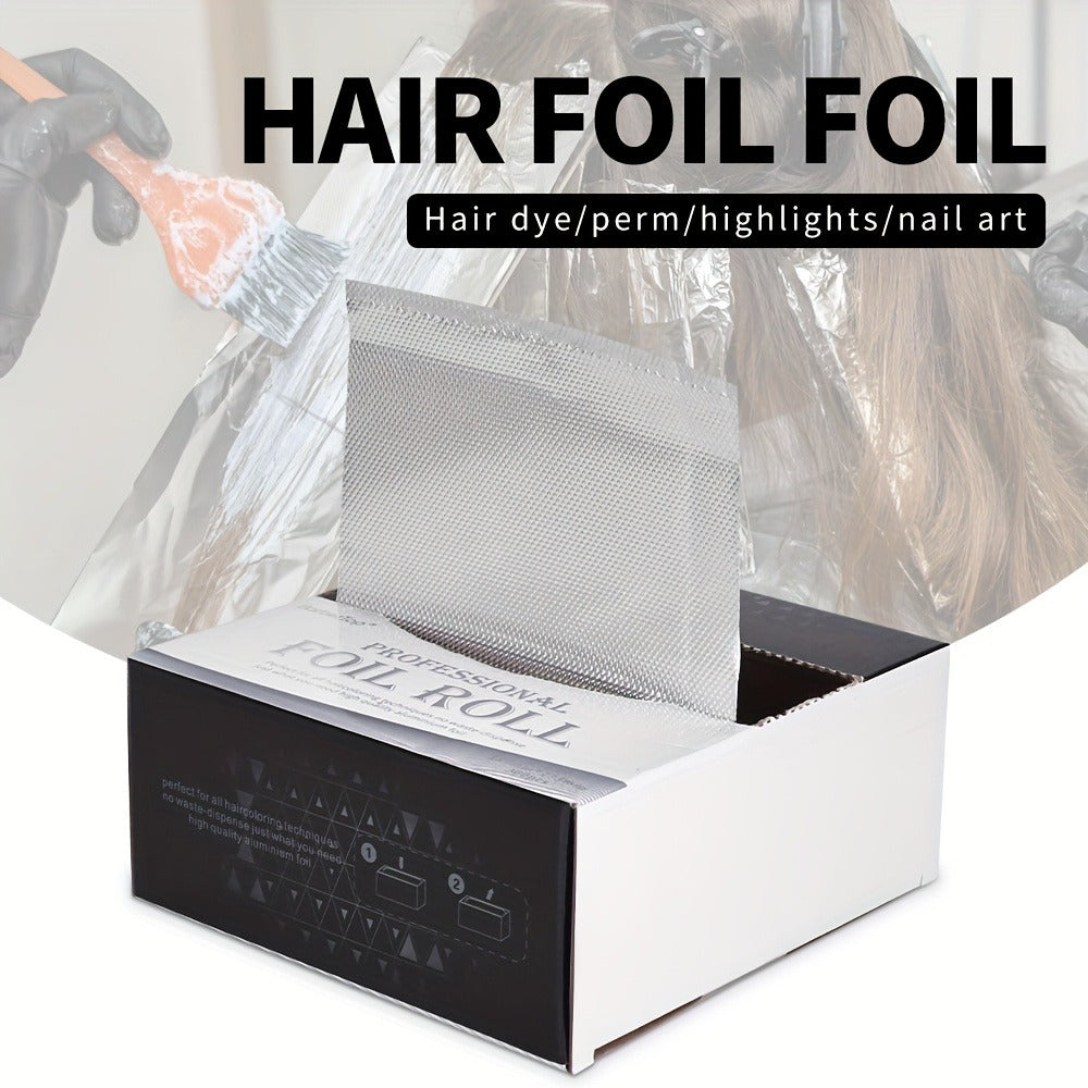 Pop-Up Hair Highlighting Foil Sheets, 300-Piece Box with Pre-Cut Silver Aluminum Sheets for Salon Coloring