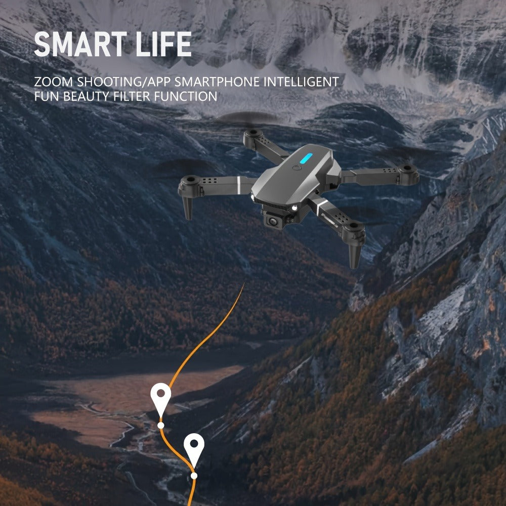 E88 Foldable Drone with Dual Camera – RC Quadcopter 360° Stunt Flip Surround Flight Optical Flow Height Hold 500mAh Battery Beginner to Intermediate Indoor Outdoor Flying Toy Gift for Teens Adults Boys