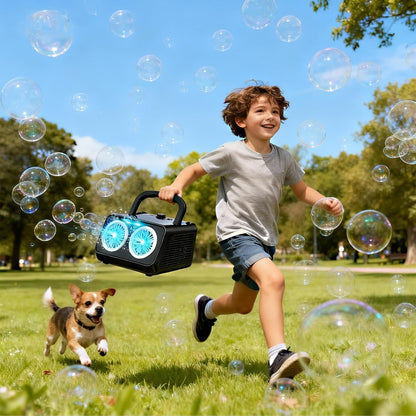 Dual-Wheel Bubble Machine with White Single-Unit or Black and Light White Two-Unit Bundle Labels