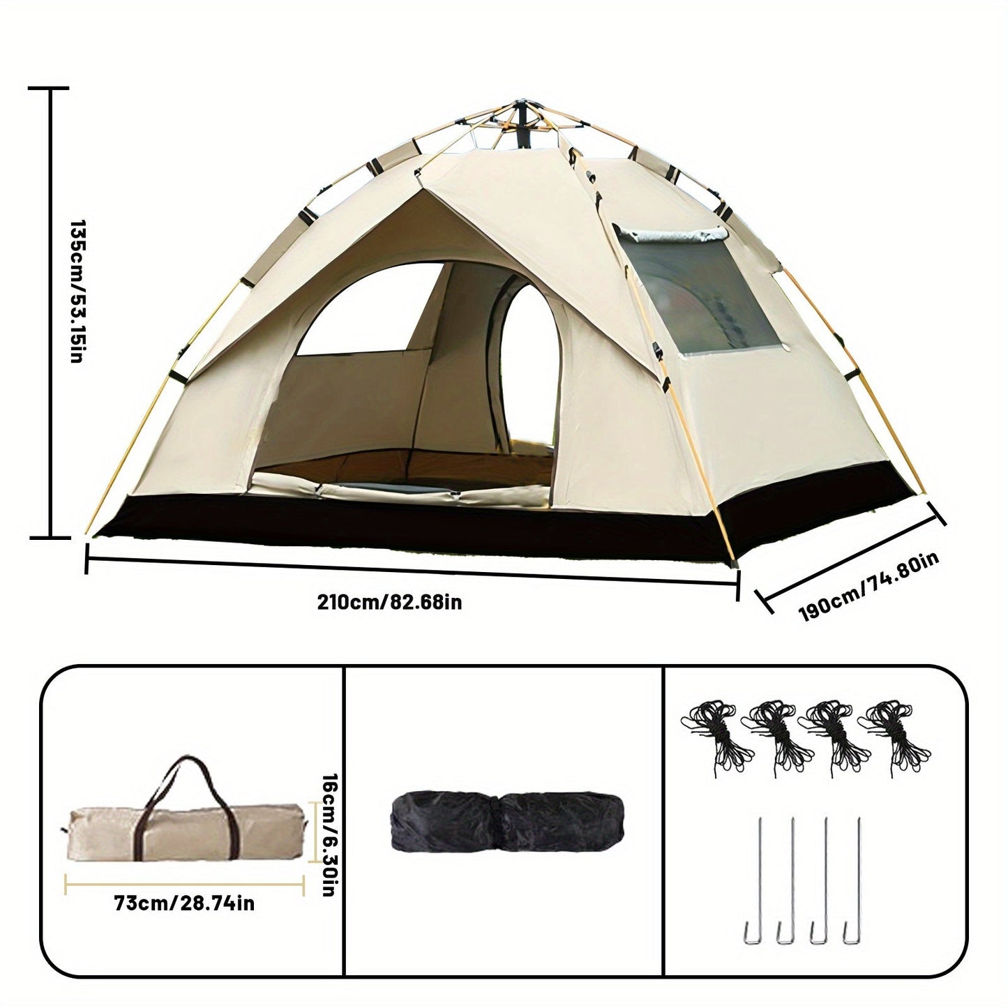 4 Person Camping Tent Automatic Quick Setup – 4-Season Outdoor Shelter