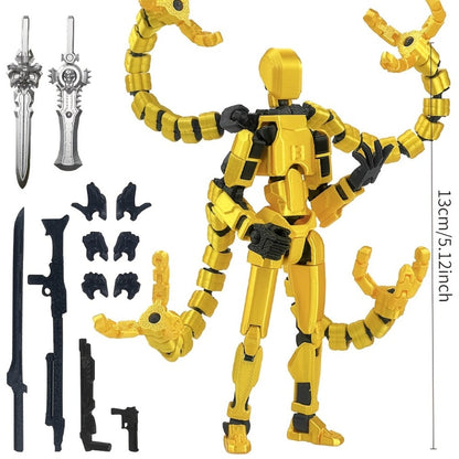 Two-Piece Multi-Joint Robot Figure Set with Tentacle Arms, Display Parts and Five Color Options