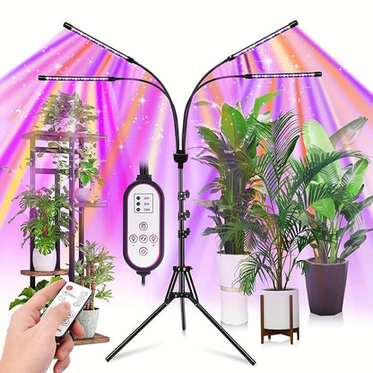 Remote Control Grow Light 4/5 Head Red Blue White Full Spectrum | 29-61'' Adjustable Tripod Stand Auto Timer | Indoor Plants Wireless Floor Lamp