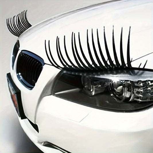 Car Headlight Eyelash Stickers – Cute Funny Lash Decals for All Vehicles, Festive Christmas Car Accessory, Universal Fit Headlight Decoration (2pcs)