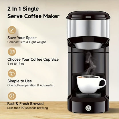 3-in-1 Coffee Machine Single Serve Brewer for K-Cup Pods Ground Coffee and Tea Compact with Reservoir for Kitchen Office Home Dark Blue Black Blue Red Green