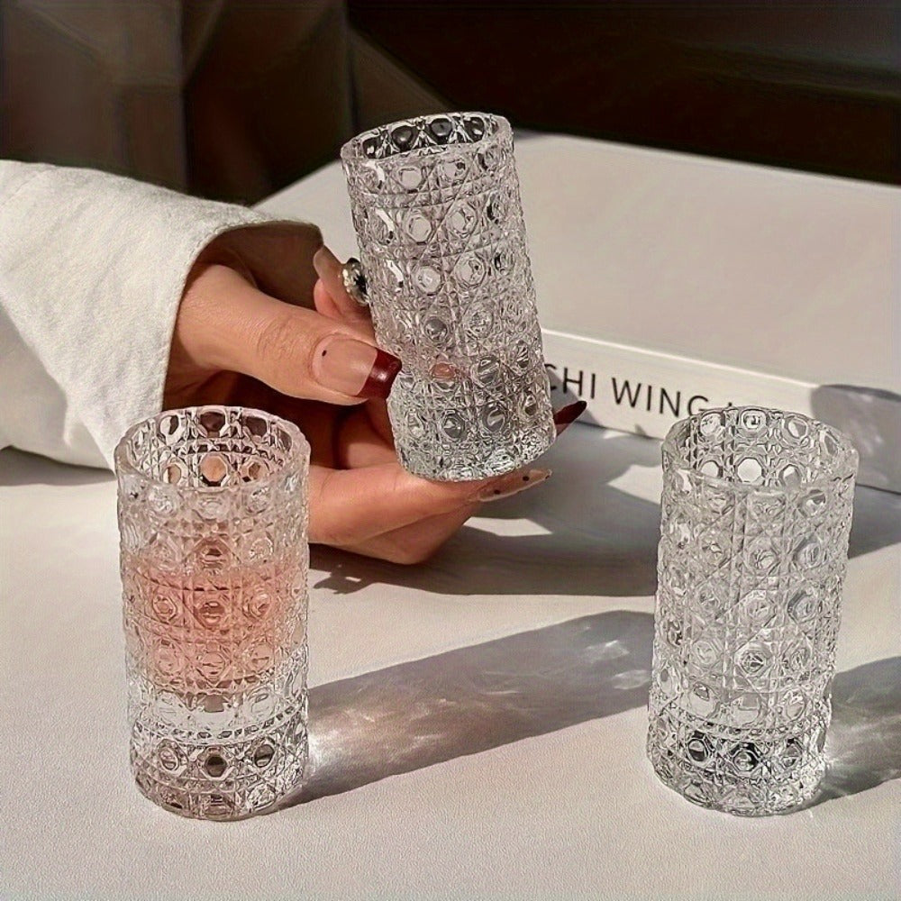 Diamond-Texture Shot Glass Set in Four- or Six-Piece Checkout Options for Home Bars and Party Serving