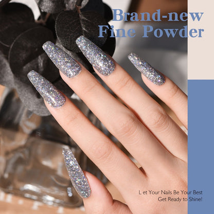 Dip Powder Nail Kit with NOCIS Label, Six 10g Thermal Color-Shift and Mixed Glitter Powder Jars