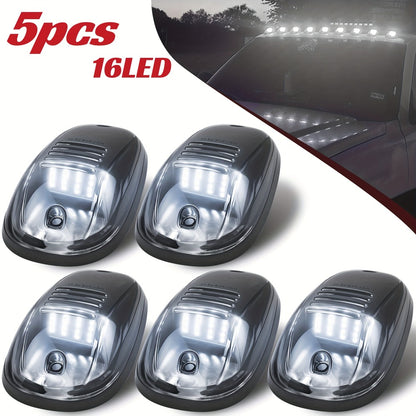5pcs LED Cab Roof Marker Lights 16/24 LED 12V Super Bright UV-Resistant ABS Lens with Wiring Harness Kit for 2003-2018 Pickup Trucks 1500 2500 3500 4500 5500, White Amber Red Blue Green Purple