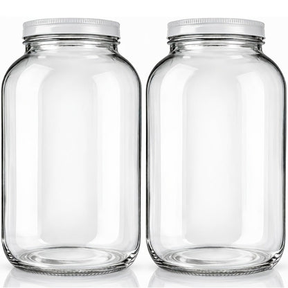 Two-Pack One Gallon Wide-Mouth Glass Storage Jar Set with Flip-Top Lids for Pantry and Pickling