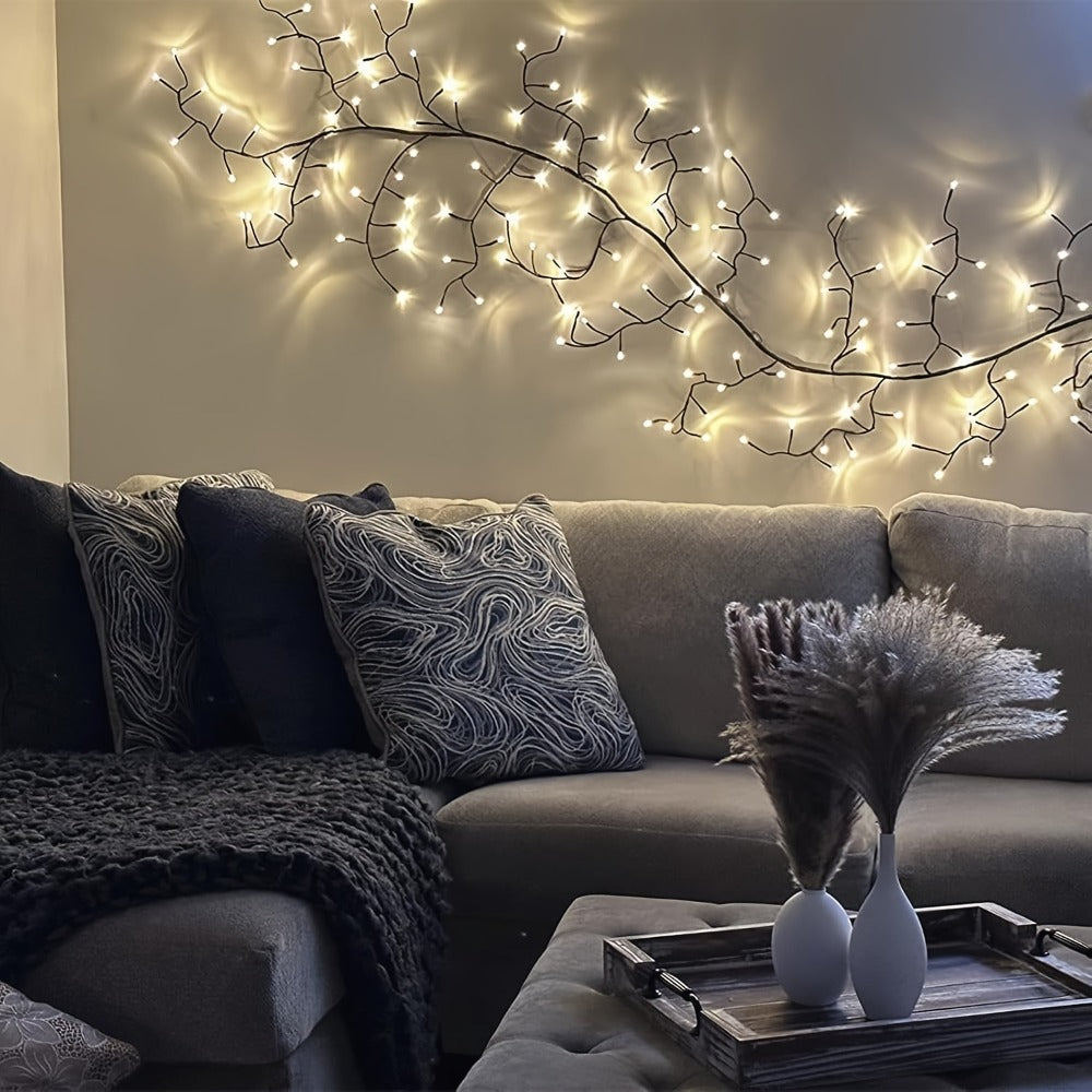 String Lights, 96-LED Bendable Willow Branch Fairy Lights with USB Power, Remote Control and Eight Indoor Modes